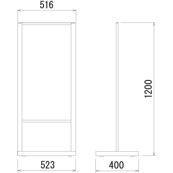 立て看板T型260-2の寸法図