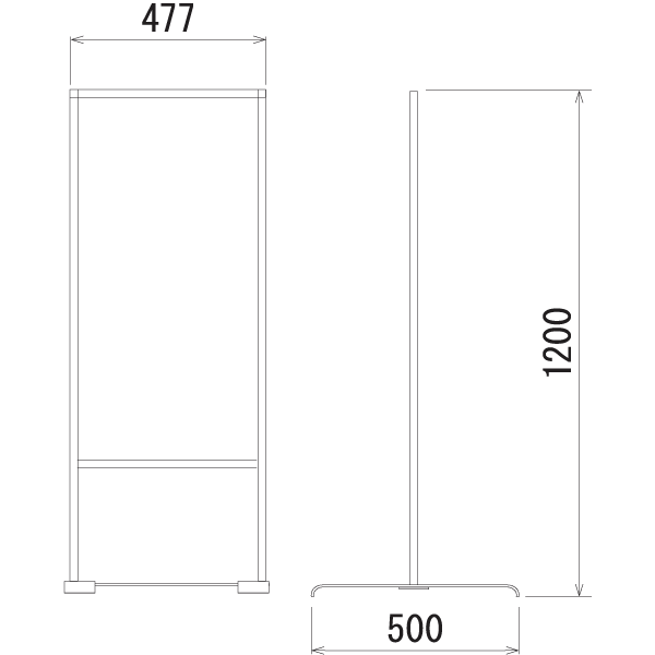立て看板T型261-2の寸法図